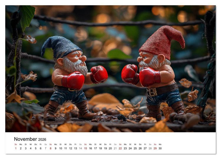 Produktbild: Sportliche Gartenzwerge (Wandkalender 2026 DIN A3 quer), CALVENDO Monatskalender