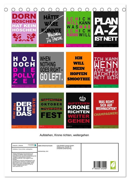Produktbild: Aufstehen, Krone richten, weitergehen (Tischkalender 2026 DIN A5 hoch), CALVENDO Monatskalender