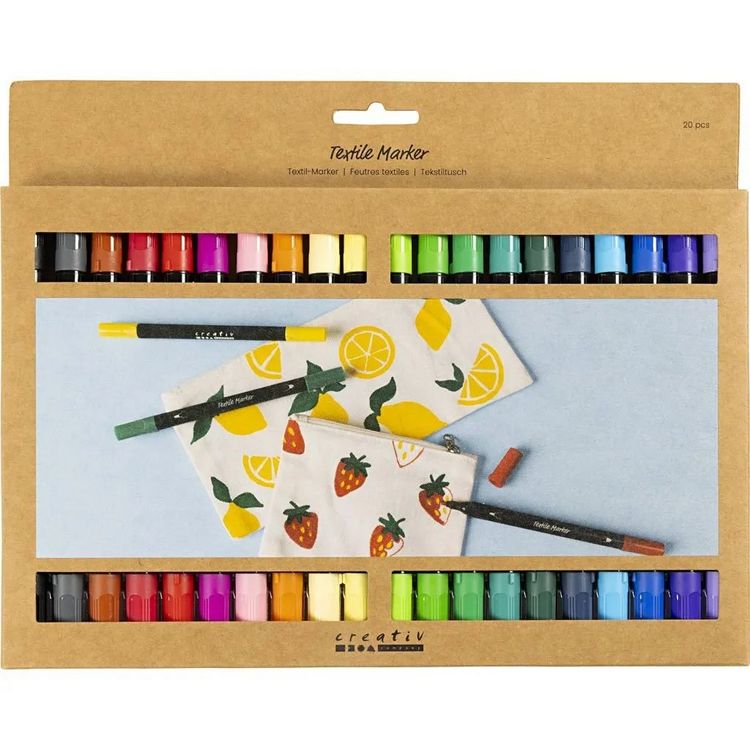Produktbild: Creativ Company Textil-Marker, Standard-Farben, Strichst&auml;rke 2,3+3,6 mm, 20er Set
