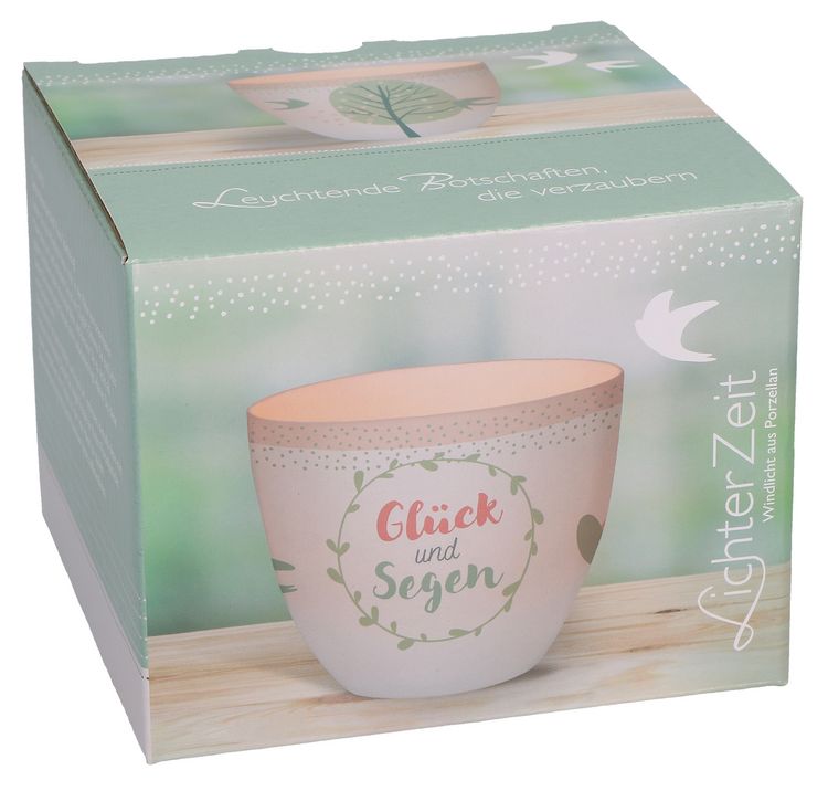 Produktbild: Windlicht aus Porzellan - Gl&uuml;ck und Segen