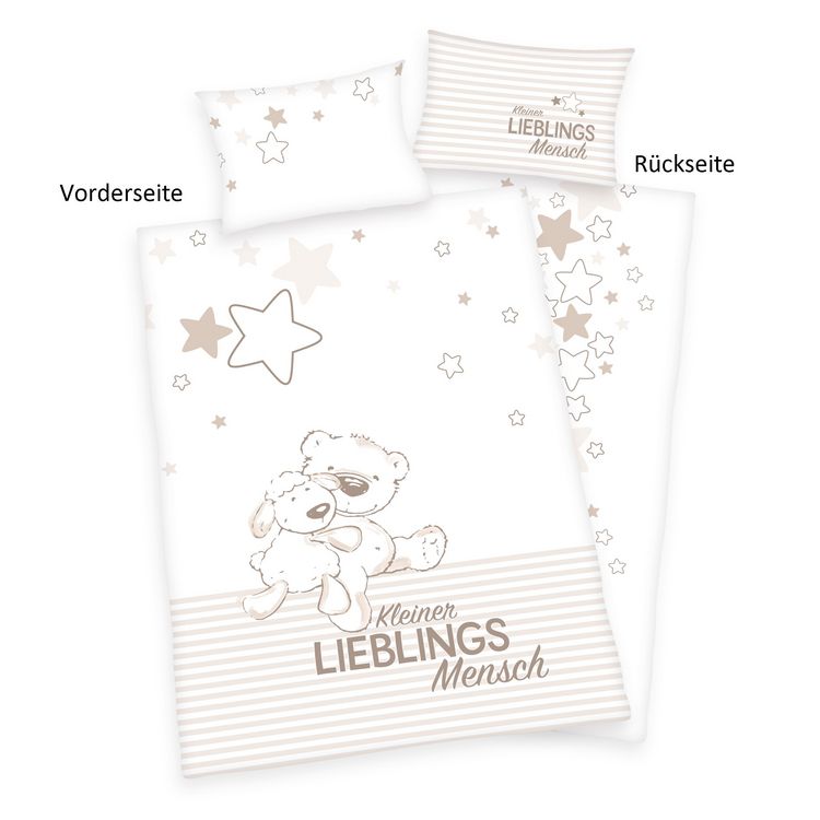 Produktbild: babybest&reg; 2685208063 - Lieblingsmensch Flanell-Bettw&auml;sche, 40x60 cm + 100x135 cm, 100% Baumwolle