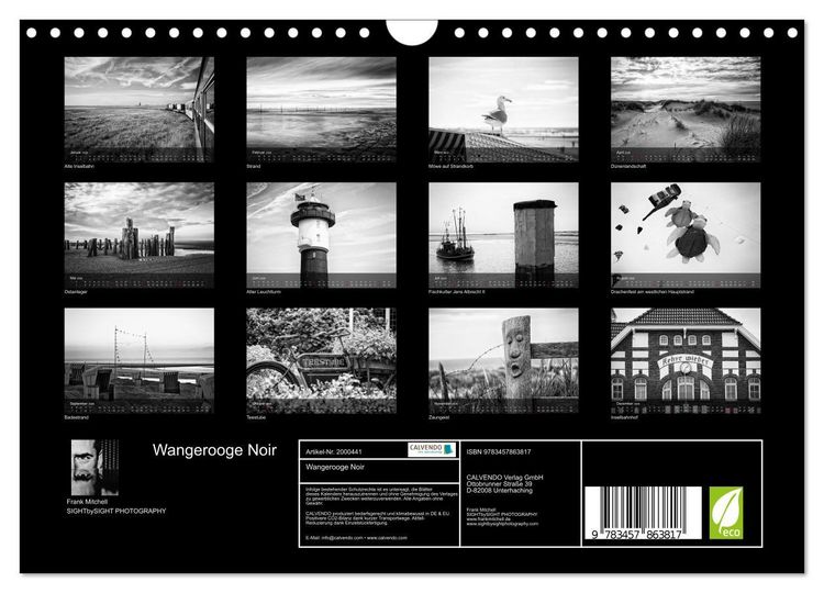 Produktbild: Wangerooge Noir (Wandkalender 2026 DIN A4 quer), CALVENDO Monatskalender