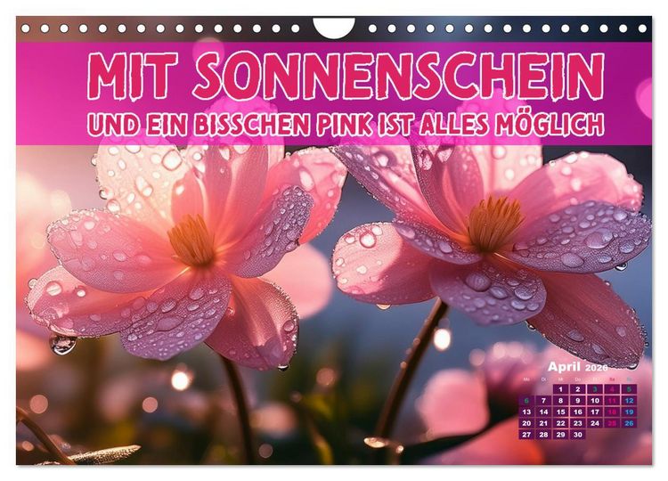 Produktbild: Lieblingsfarbe Rosa - mit coolen Spr&uuml;chen (Wandkalender 2026 DIN A4 quer), CALVENDO Monatskalender
