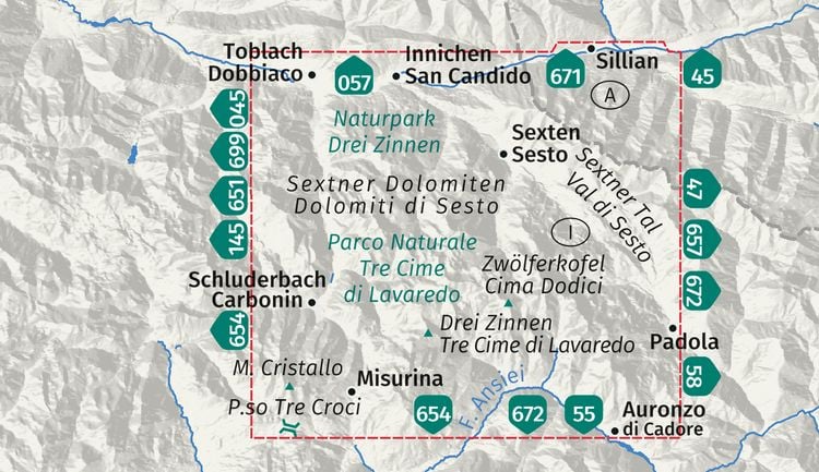 Produktbild: KOMPASS Wanderkarte 047 Naturpark Drei Zinnen, Parco Naturale Tre Cime di Lavaredo 1:25.000