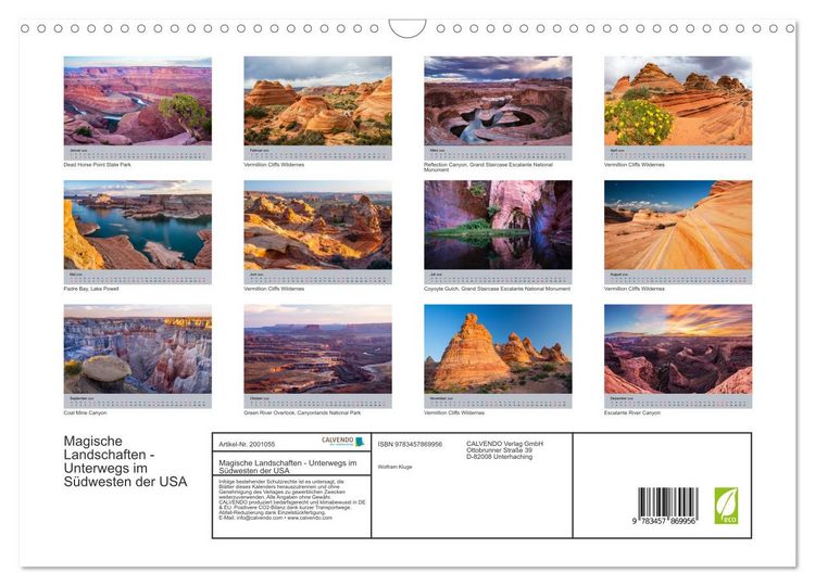 Produktbild: Magische Landschaften - Unterwegs im S&uuml;dwesten der USA (Wandkalender 2026 DIN A3 quer), CALVENDO Monatskalender