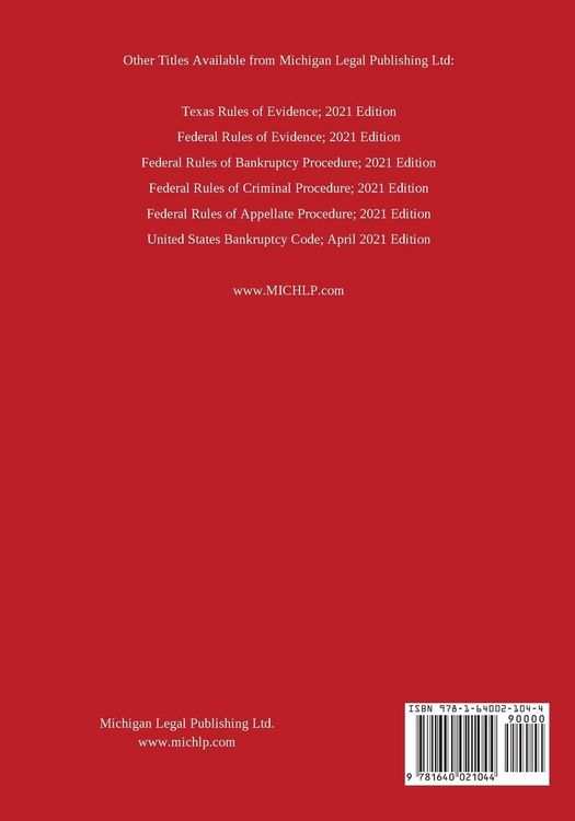 Produktbild: Texas Rules of Civil Procedure; 2021 Edition