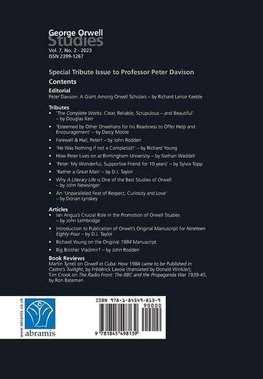 Produktbild: George Orwell Studies Vol.7 No.2