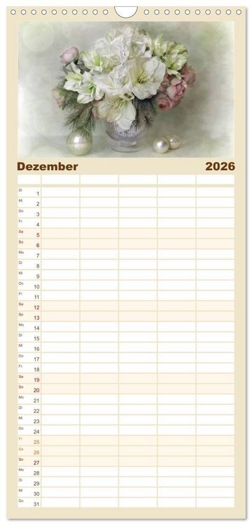 Produktbild: Familienplaner 2026 - Kleine Bl&uuml;tenwunder mit 5 Spalten (Wandkalender, 21 x 45 cm) CALVENDO