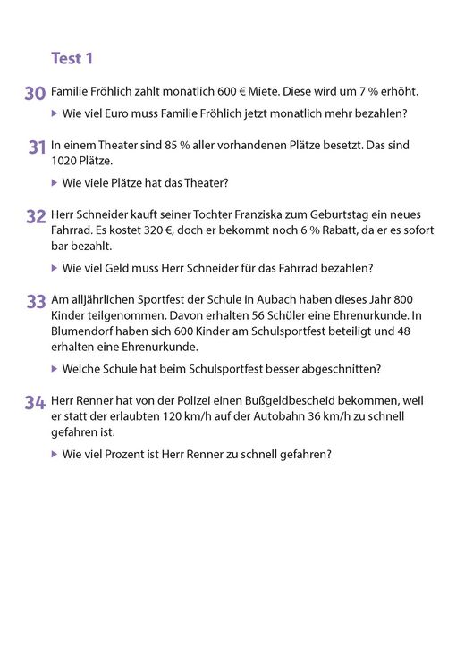 Produktbild: Prozentrechnen 6.-9. Klasse, A5-Heft