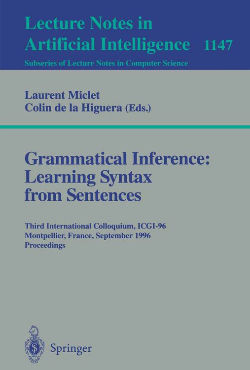 Produktbild: Grammatical Inference: Learning Syntax from Sentences