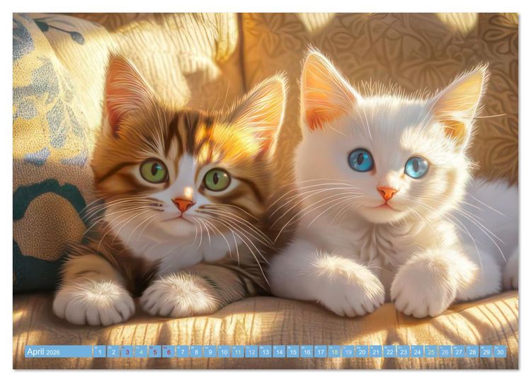 Produktbild: Katzen Illustrationen - Faszination pur (Wandkalender 2026 DIN A3 quer), CALVENDO Monatskalender