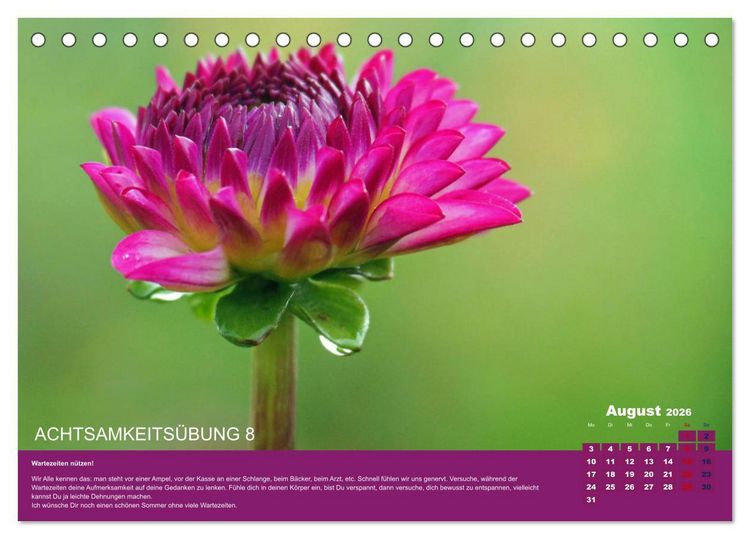Produktbild: Achtsamkeit, 12 &Uuml;bungen zu mehr Achtsamkeit. (Tischkalender 2026 DIN A5 quer), CALVENDO Monatskalender