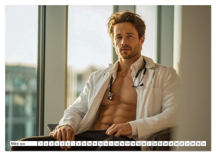 Produktbild: SEXY &Auml;RZTE - M&auml;nnlich, muskul&ouml;s und einsatzbereit (Wandkalender 2026 DIN A2 quer), CALVENDO Monatskalender