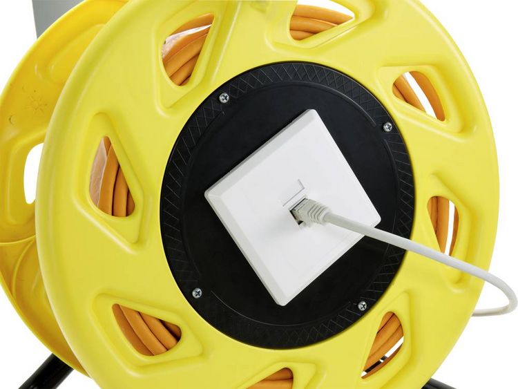Produktbild: Renkforce RJ45 Netzwerk Kabeltrommel CAT 7a S/FTP 90.00m Orange Rund