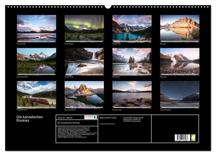 Produktbild: Die kanadischen Rockies (Wandkalender 2026 DIN A2 quer), CALVENDO Monatskalender