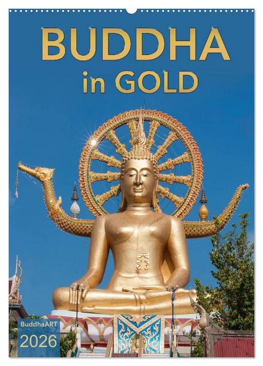Produktbild: BUDDHA in GOLD (Wandkalender 2026 DIN A2 hoch), CALVENDO Monatskalender