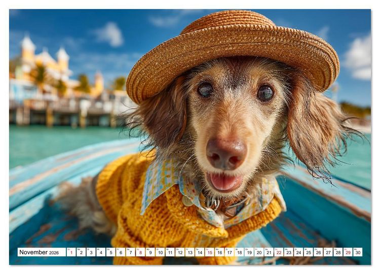 Produktbild: Dackel auf gro&szlig;er Tour - S&uuml;&szlig;e Hunde entdecken die Welt (Wandkalender 2026 DIN A4 quer), CALVENDO Monatskalender
