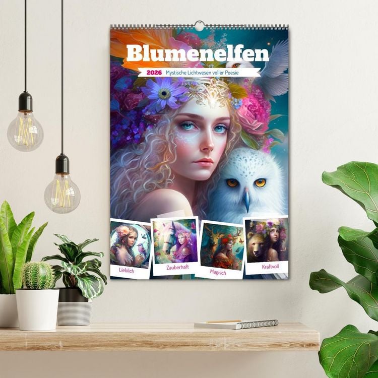 Produktbild: Blumenelfen. Mystische Lichtwesen voller Poesie (Wandkalender 2026 DIN A2 hoch), CALVENDO Monatskalender