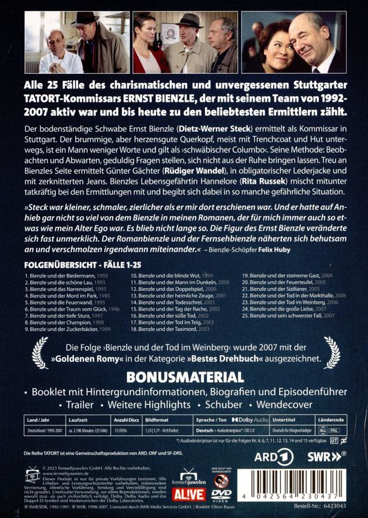 Produktbild: Tatort - Kommissar Bienzle - Gesamtedition: Erstmals alle 25 Folgen (Fernsehjuwelen) [13 DVDs]