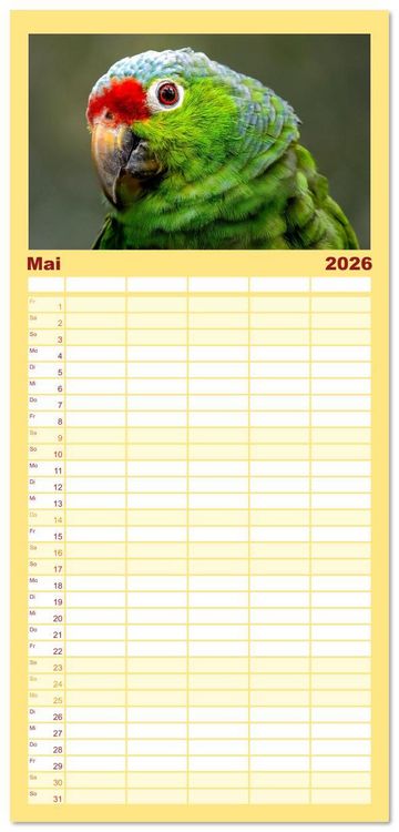 Produktbild: Familienplaner 2026 - Tropische V&ouml;gel Costa Ricas mit 5 Spalten (Wandkalender, 21 x 45 cm) CALVENDO