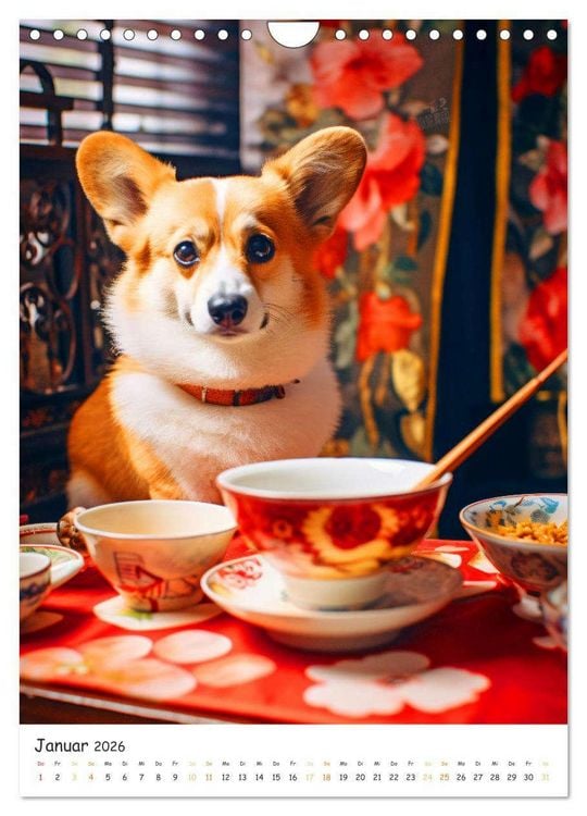 Produktbild: Hunde & Ramen - Ein Jahr voller Genuss und Freude (Wandkalender 2026 DIN A4 hoch), CALVENDO Monatskalender