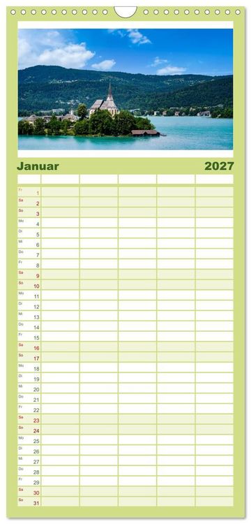 Produktbild: Familienplaner 2027 - Rund um den W&ouml;rthersee in &Ouml;sterreich mit 5 Spalten (Wandkalender, 21 x 45 cm) CALVENDO