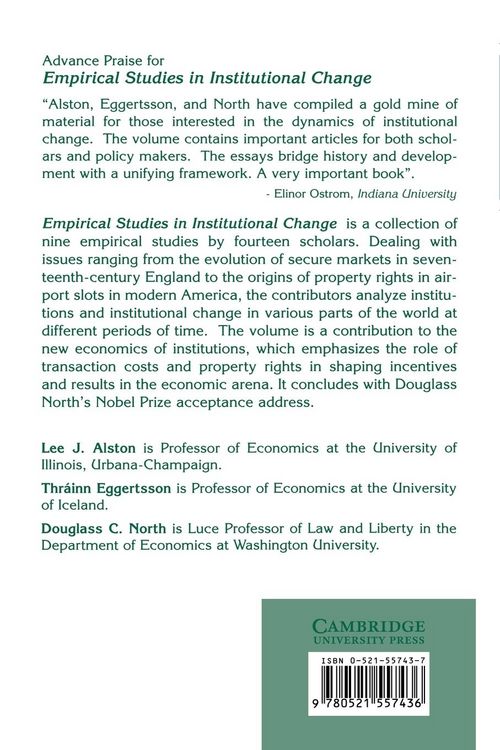 Produktbild: Empirical Studies in Institutional Change