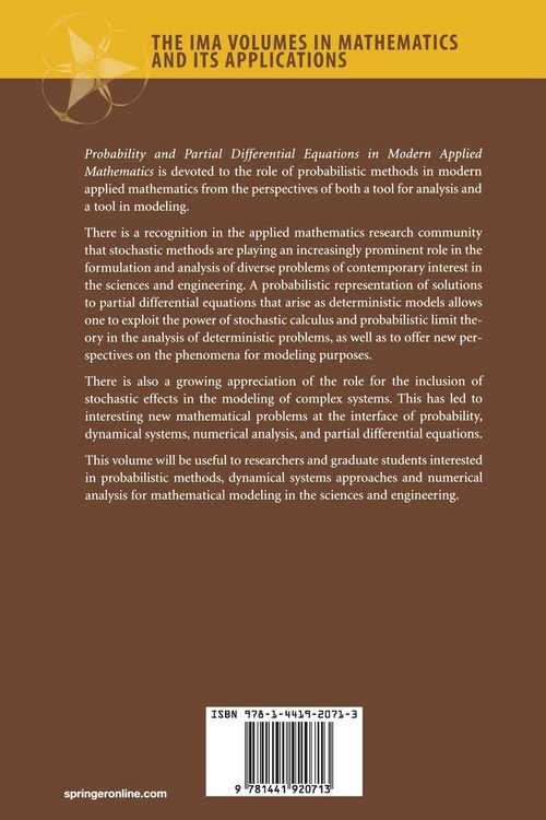 Produktbild: Probability and Partial Differential Equations in Modern Applied Mathematics