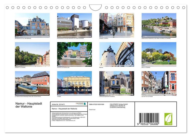 Produktbild: Namur - Hauptstadt der Wallonie (Wandkalender 2026 DIN A4 quer), CALVENDO Monatskalender