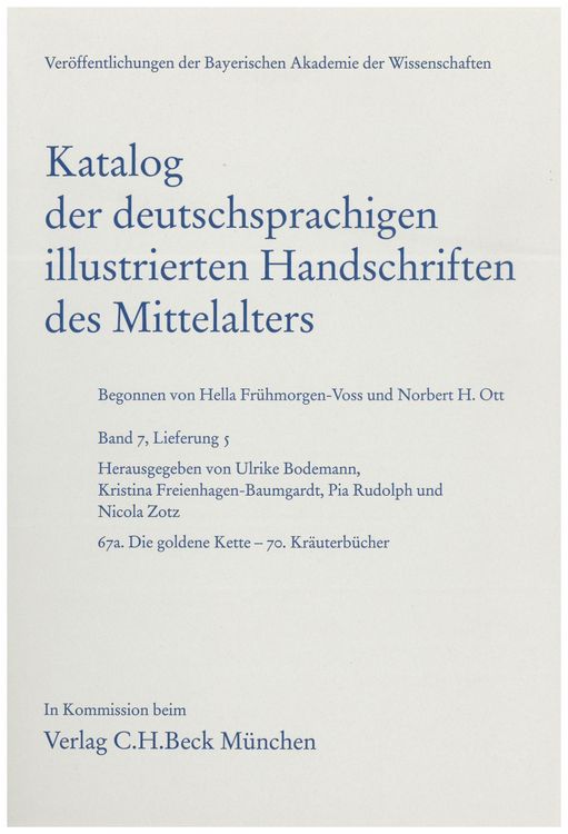 Produktbild: Katalog der deutschsprachigen illustrierten Handschriften des Mittelalters Band 7, Lfg. 5