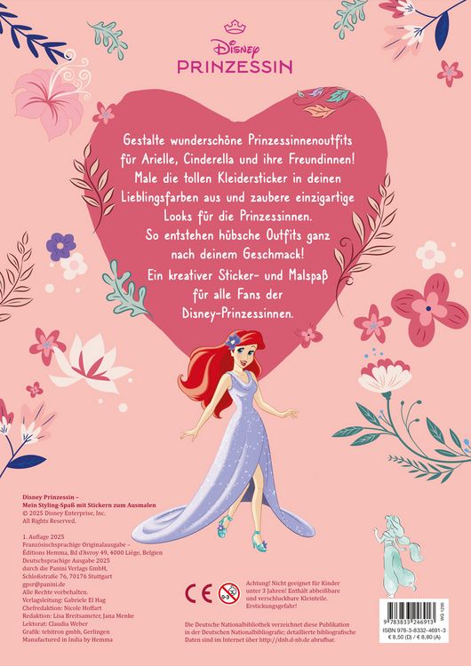 Produktbild: Disney Prinzessin: Mein Styling-Spa&szlig; mit Stickern zum Ausmalen - Stickern - Malen - Stylen