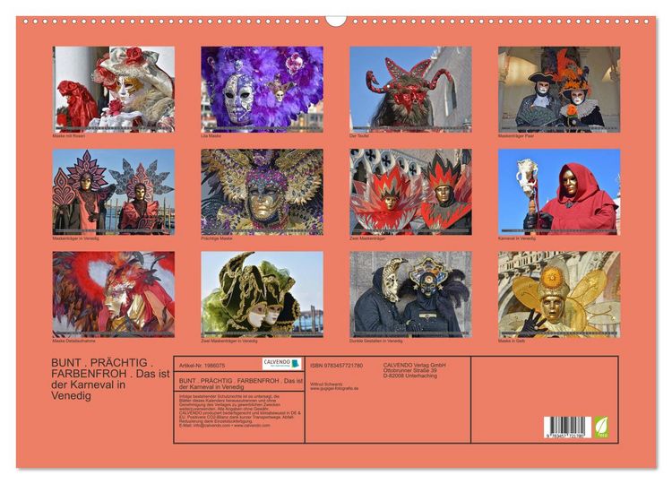 Produktbild: BUNT . PR&Auml;CHTIG . FARBENFROH . Das ist der Karneval in Venedig (Wandkalender 2026 DIN A2 quer), CALVENDO Monatskalender