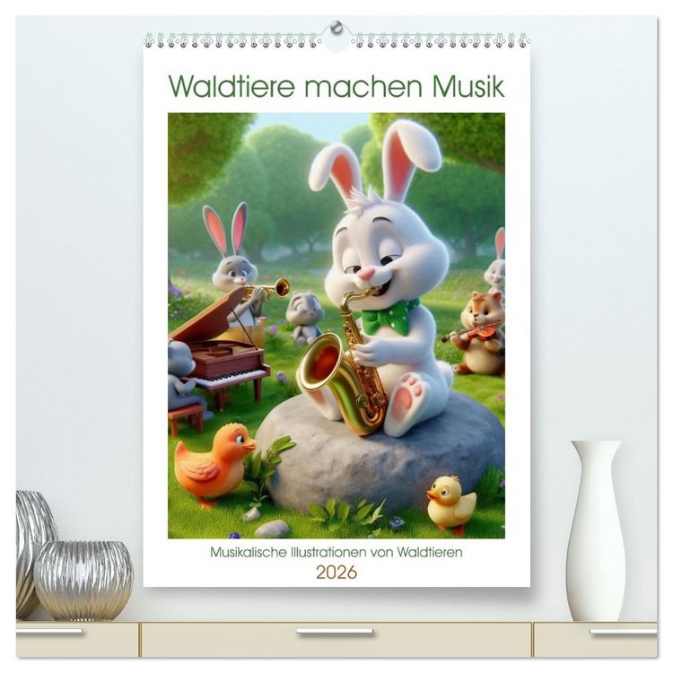 Produktbild: Waldtiere machen Musik (hochwertiger Premium Wandkalender 2026 DIN A2 hoch), Kunstdruck in Hochglanz