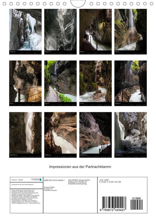Produktbild: Impressionen aus der Partnachklamm (Wandkalender 2022 DIN A4 hoch)
