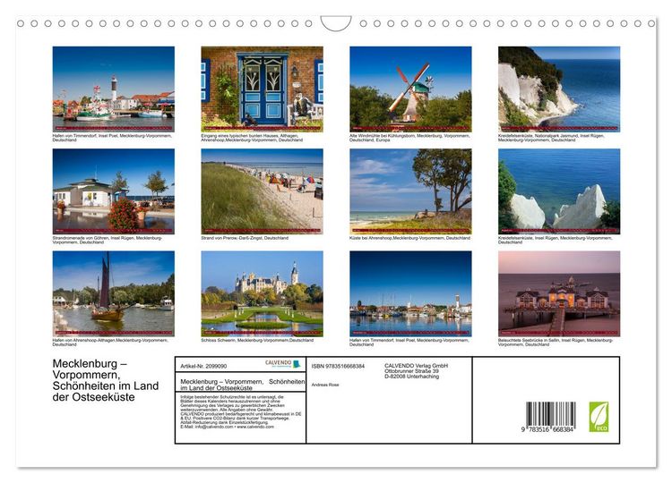 Produktbild: Mecklenburg &ndash; Vorpommern, Sch&ouml;nheiten im Land der Ostseek&uuml;ste (Wandkalender 2026 DIN A3 quer), CALVENDO Monatskalender