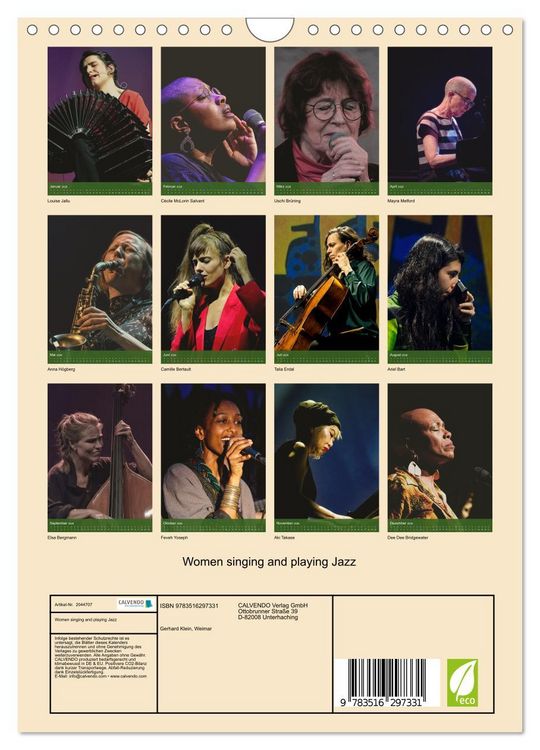 Produktbild: Women singing and playing Jazz (Wandkalender 2026 DIN A4 hoch), CALVENDO Monatskalender