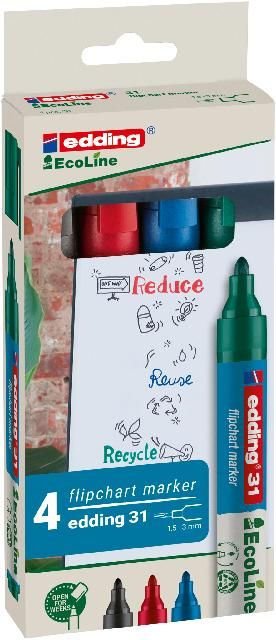 Produktbild: Edding Flipchartmarker EcoLine 31, 4er Set