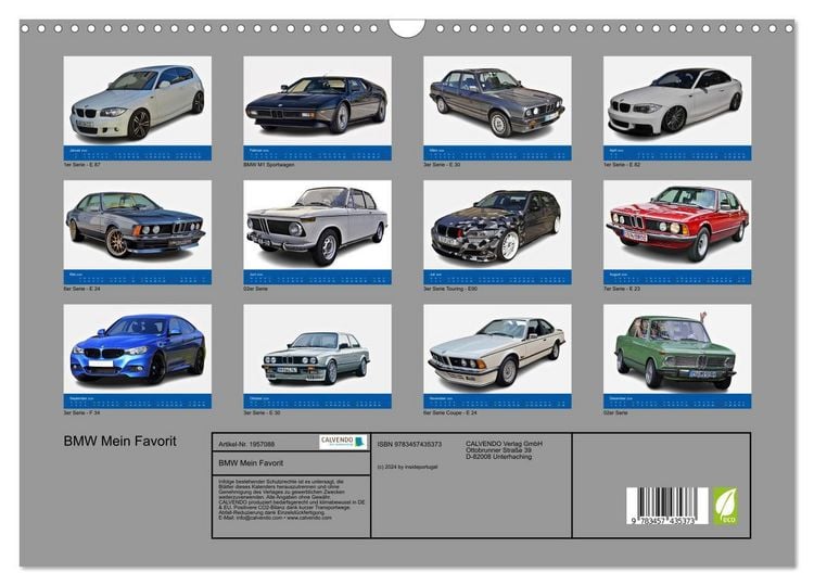 Produktbild: BMW Mein Favorit (Wandkalender 2026 DIN A3 quer), CALVENDO Monatskalender