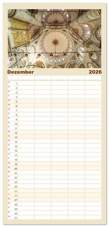 Produktbild: Familienplaner 2026 - Istanbul - Faszination Moschee mit 5 Spalten (Wandkalender, 21 x 45 cm) CALVENDO