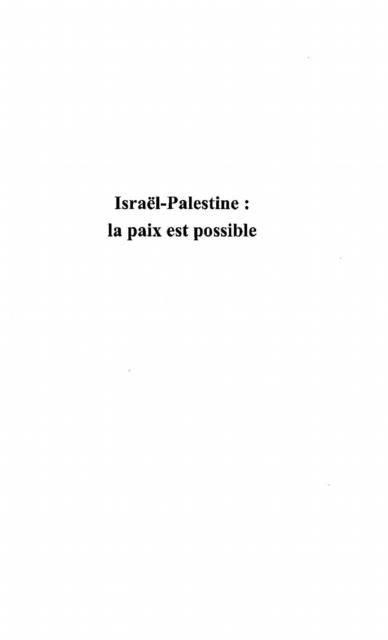 Produktbild: Israel-palestine: la paix estpossible