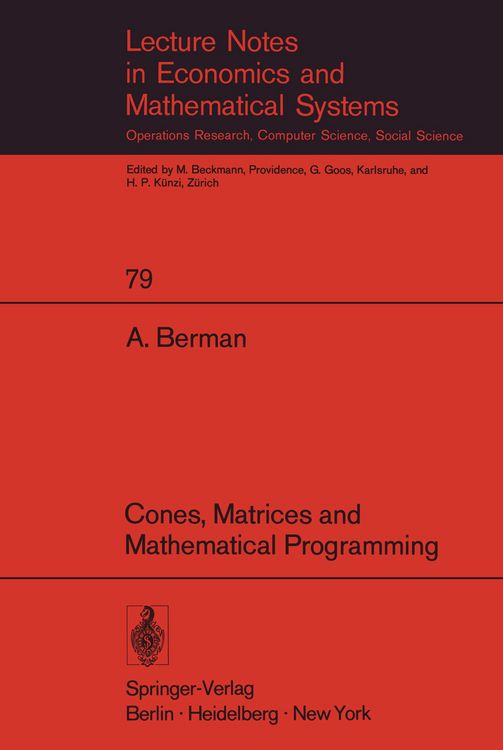 Produktbild: Cones, Matrices and Mathematical Programming