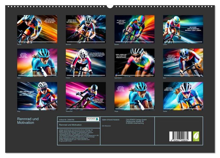 Produktbild: Rennrad und Motivation (hochwertiger Premium Wandkalender 2026 DIN A2 quer), Kunstdruck in Hochglanz