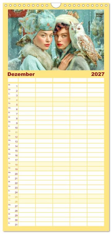Produktbild: Familienplaner 2027 - Dandy und Retro Vintage - Portraits mit Humor mit 5 Spalten (Wandkalender, 21 x 45 cm) CALVENDO