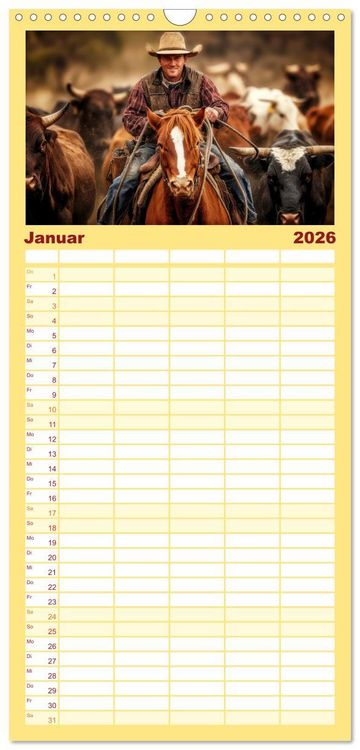 Produktbild: Familienplaner 2026 - Westernwelt mit 5 Spalten (Wandkalender, 21 x 45 cm) CALVENDO