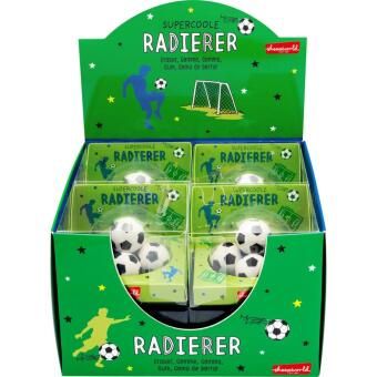 Produktbild: Pappdisplay mit 8 St&uuml;ck Radierer-Set "Fu&szlig;ball"