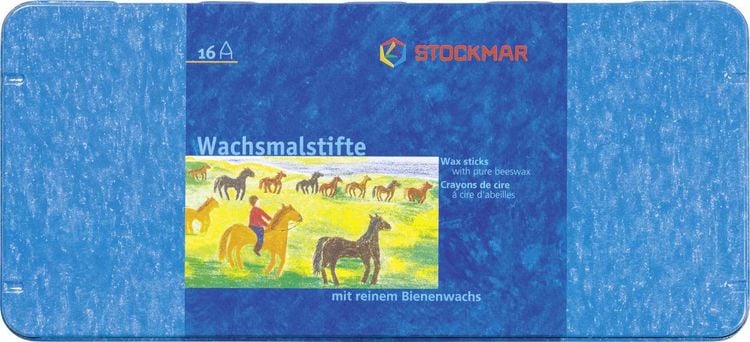 Produktbild: Stockmar Wachsmalstifte aus reinem Bienenwachs, inkl. Schaber in Blechetui, 16er Set