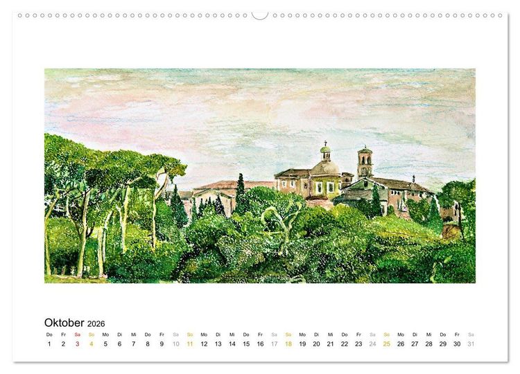 Produktbild: ROM In stillen Aquarellen (hochwertiger Premium Wandkalender 2026 DIN A2 quer), Kunstdruck in Hochglanz