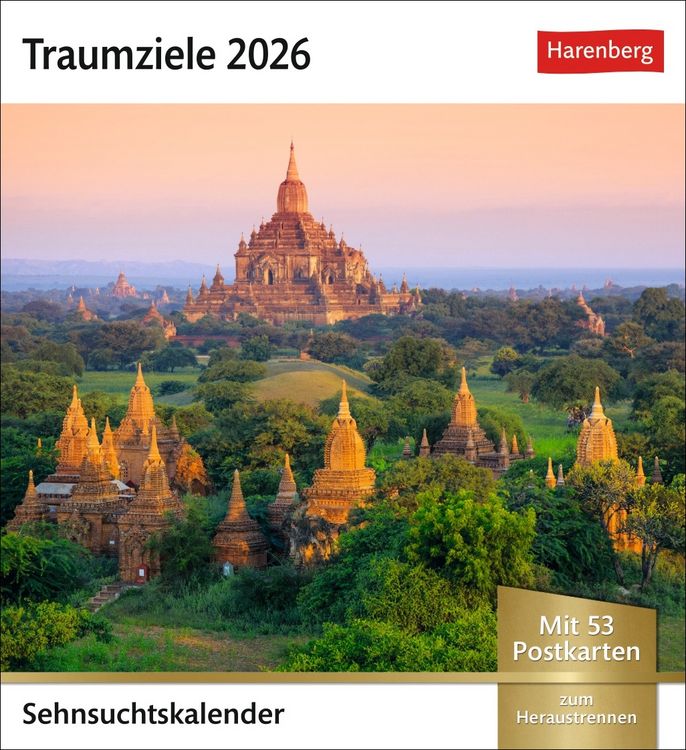 Produktbild: Traumziele Sehnsuchtskalender 2026 - Wochenkalender mit 53 Postkarten