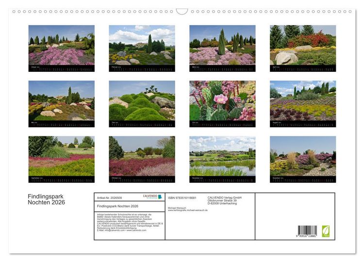 Produktbild: Findlingspark Nochten 2026 (Wandkalender 2026 DIN A2 quer), CALVENDO Monatskalender