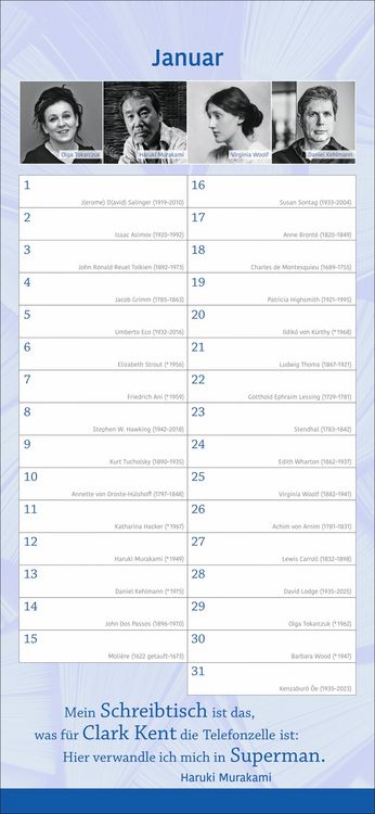 Produktbild: Der literarische Geburtstagskalender - Mit Geburtstagskindern und Zitaten